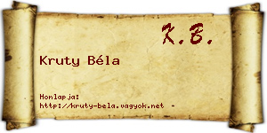 Kruty Béla névjegykártya